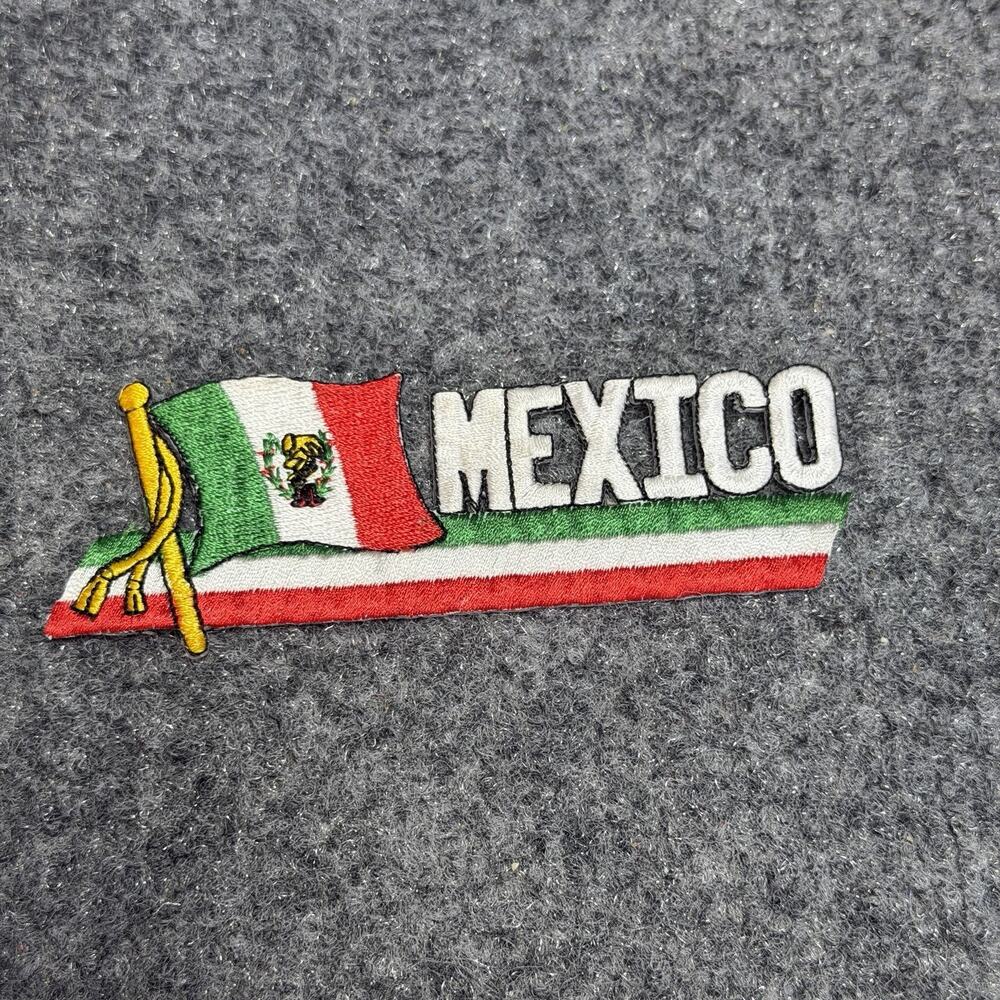 Mexico Patch - 4 1/2" x 1 1/2" - Mexican Flag - Cut Out Vintage Patch Rare